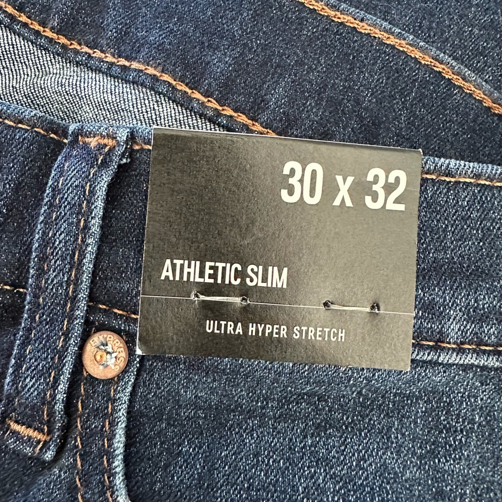 Express Men’s Athletic Slim Jeans 30x32 Ultra Hyper Stretch Dark Wash Denim NWT - Picture 6 of 7